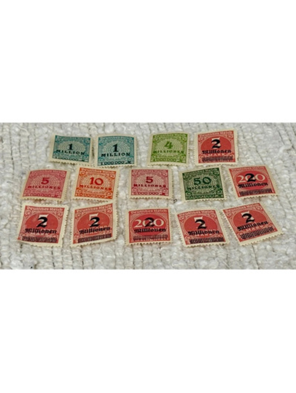 1923 German Weimar Republic hyperinflation overprint postage stamps